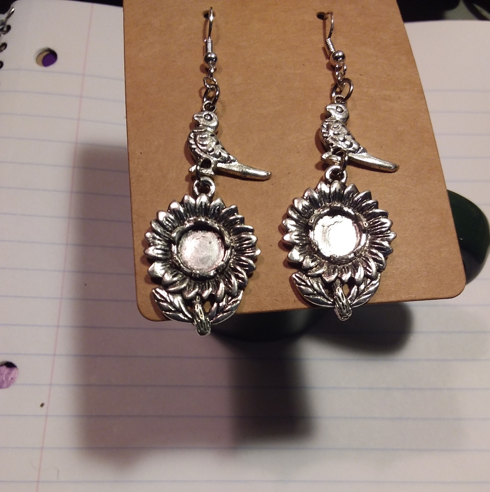 Bird and Sunflower Earrings